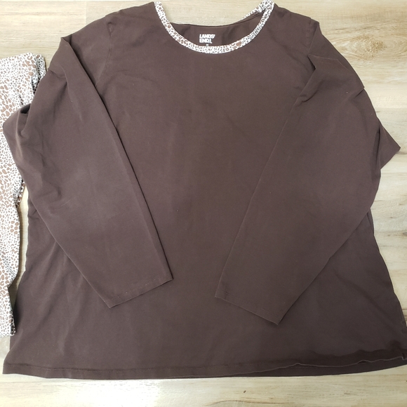 Lands End Brown Long Sleeve Top and Anima Cheetah Pants Set Size 3x - Picture 2 of 6
